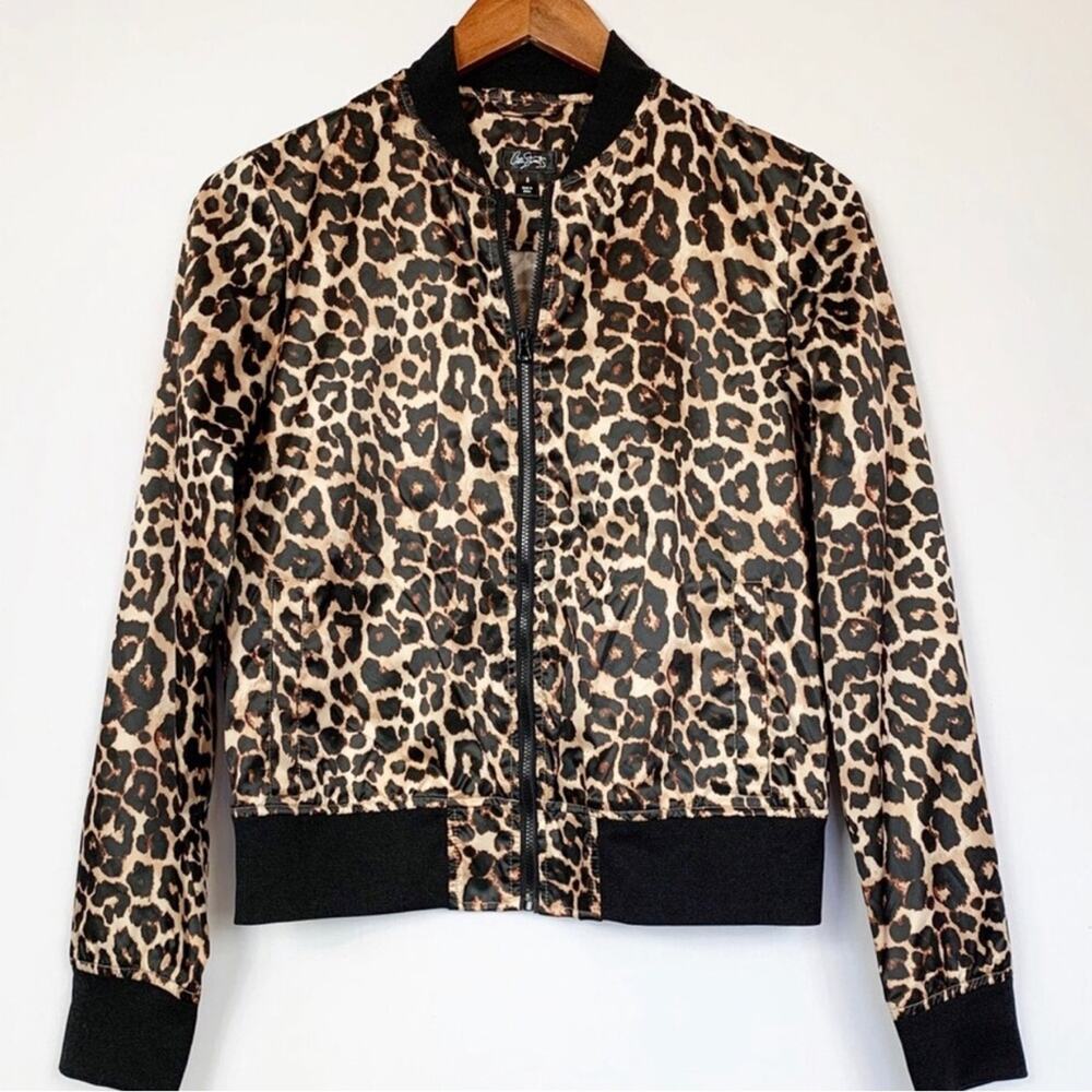 Old Navy Leopard Print Bomber Tan Black Jacket Lightweight Girl’s Size L (10-12)